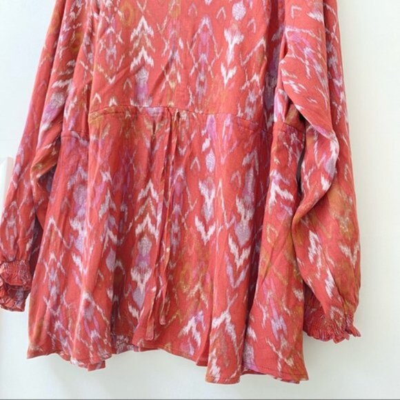 NWT Torrid Red Ikat Gauze Peasant Blouse‎ - Picture 6 of 8